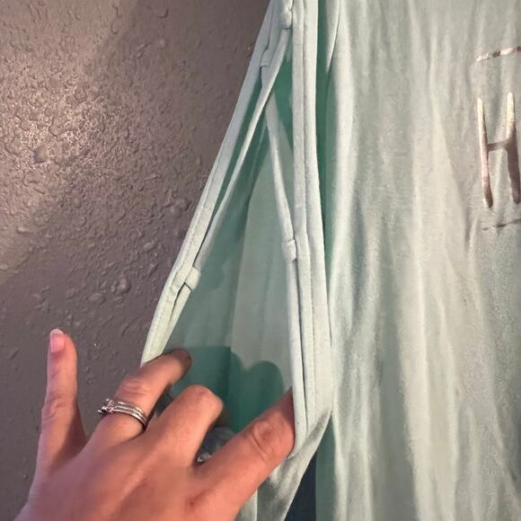 Lane Bryant womens mint “I Chose Happiness” long sleeve peekaboo sleeve yoga top - Picture 5 of 11